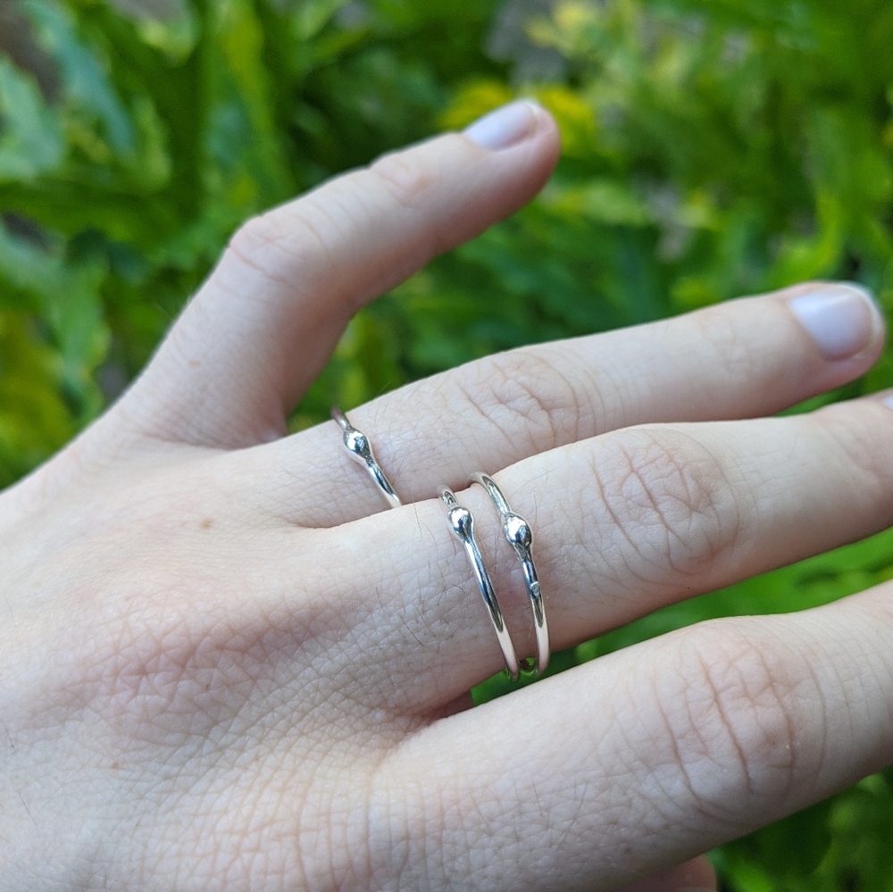 Handmade Dewdrop Sterling Silver Stacking Ring – Minimalist Boho Jewelry